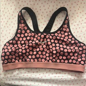 Nike Black and Pink Polka Dot Sports Bra
